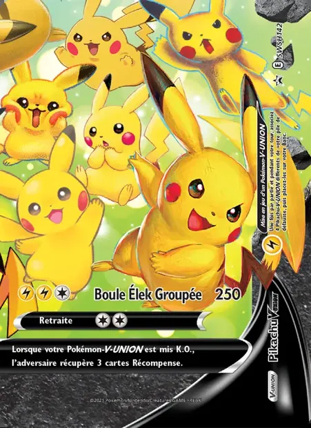 Pikachu V-UNION, carte Pokémon SWSH 142 — extension Promo SWSH