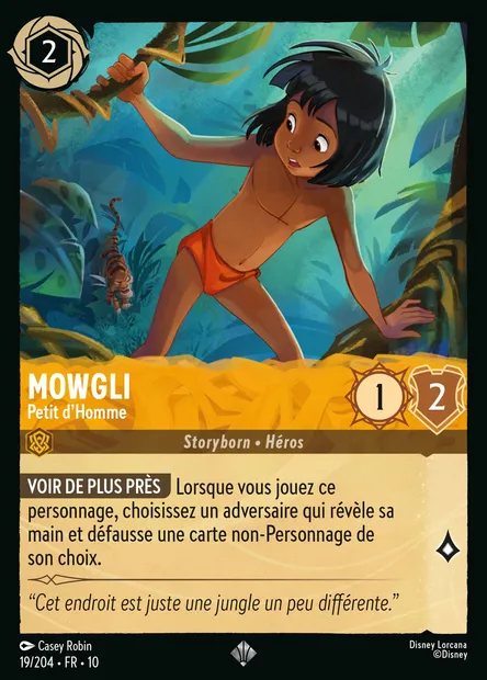 Mowgli - Petit d'Homme, carte Disney Lorcana CH10-019 — extension Lueurs dans les Profondeurs