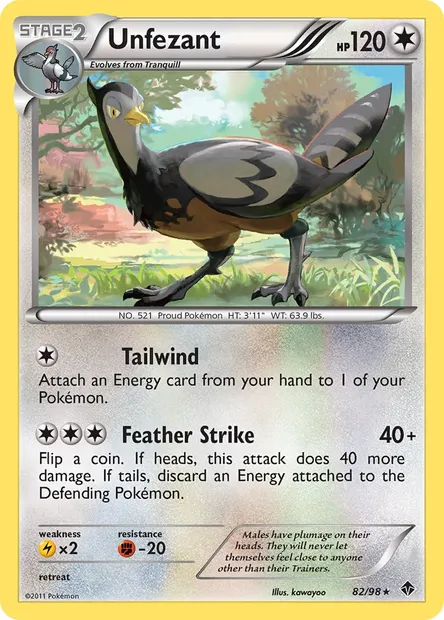 Unfezant, Pokémon card EPO 82 — Emerging Powers set