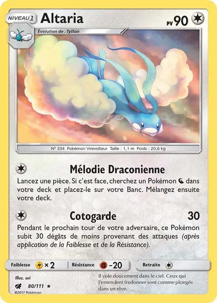 Altaria, carte Pokémon CIN 80 — extension Invasion Carmin