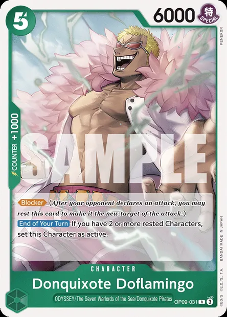 Donquixote Doflamingo, One Piece card OP09-031 — EMPERORS IN THE NEW WORLD set