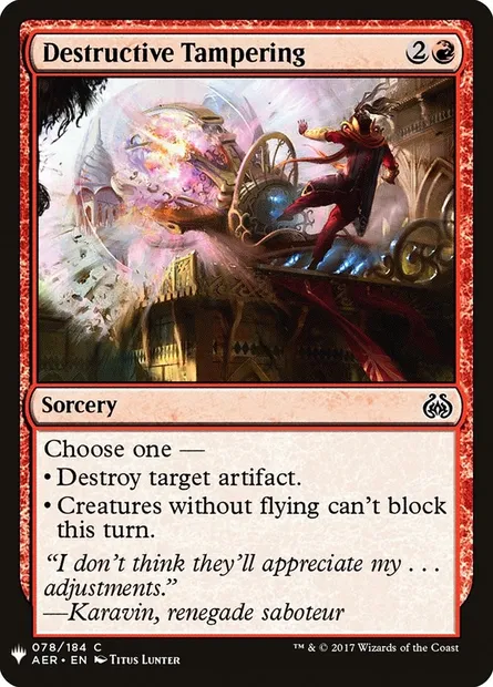 Destructive Tampering, Magic card PLST AER-78 — The List set