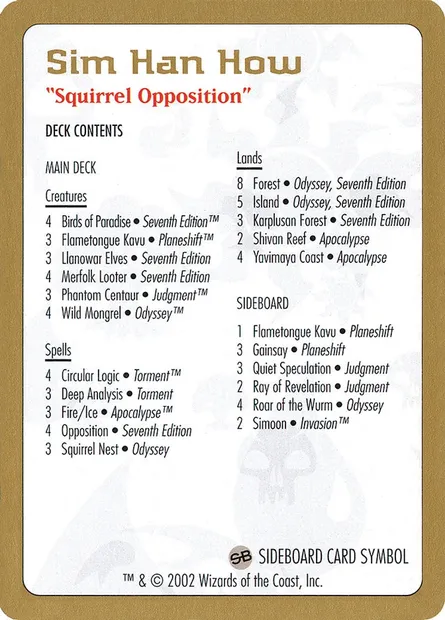 Sim Han How Decklist, Magic card WC02 shh0b — World Championship Decks 2002 set