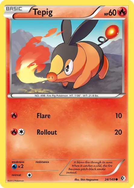 Tepig, Pokémon card BCR 24 — Boundaries Crossed set