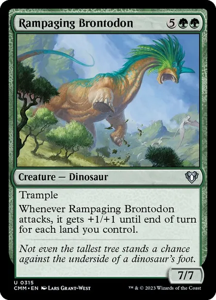 Rampaging Brontodon, Magic card CMM 315 — Commander Masters set