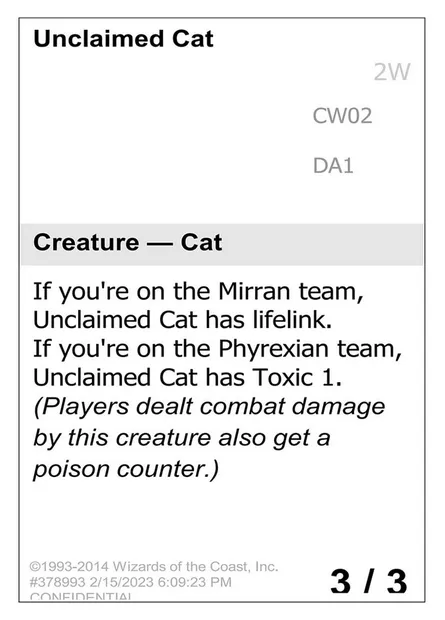 Unclaimed Cat, carte Magic UNK CW02 — extension Unknown Event