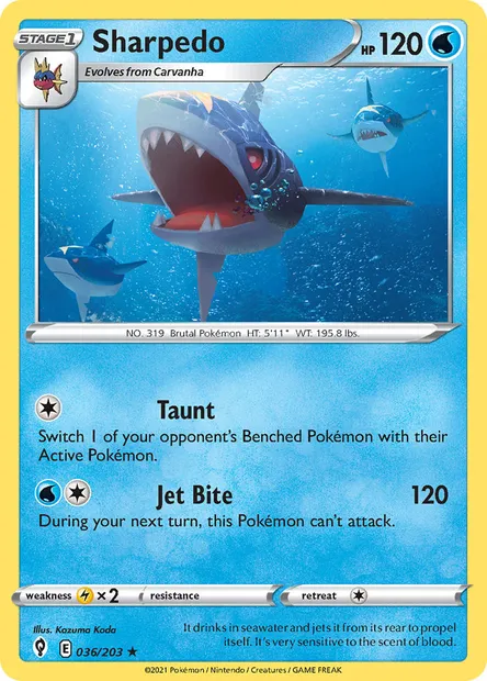 Sharpedo, Pokémon card EVS 36 — Evolving Skies set
