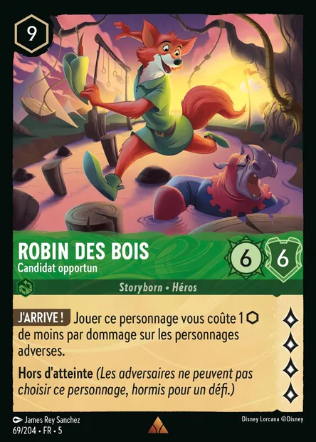 Robin des Bois - Candidat opportun, carte Disney Lorcana CH5-069 — extension Ciel Scintillant