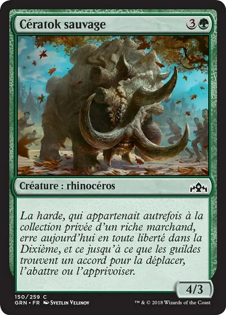 Cératok sauvage, carte Magic GRN 150 — extension Les Guildes de Ravnica