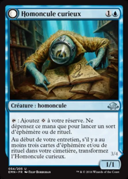 Homoncule curieux // Lecteur vorace, carte Magic EMN 54 — extension La lune hermétique
