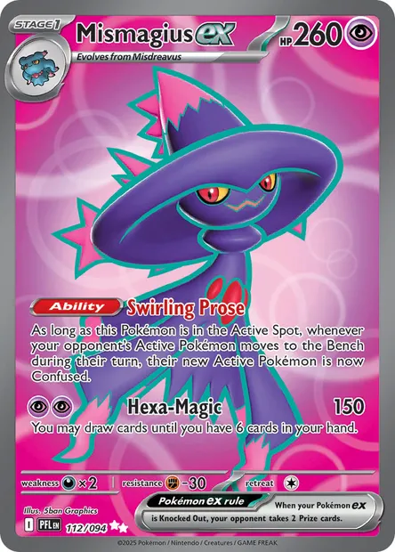 Mismagius ex, Pokémon card PFL 112 — Phantasmal Flames set