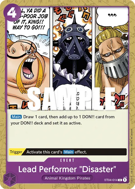Lead Performer "Disaster", One Piece card ST04-014 — Animal Kingdom Pirates set