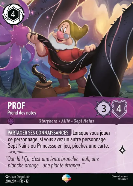 Prof - Prend des notes, carte Disney Lorcana CH12-210 — extension Contrées Inconnues