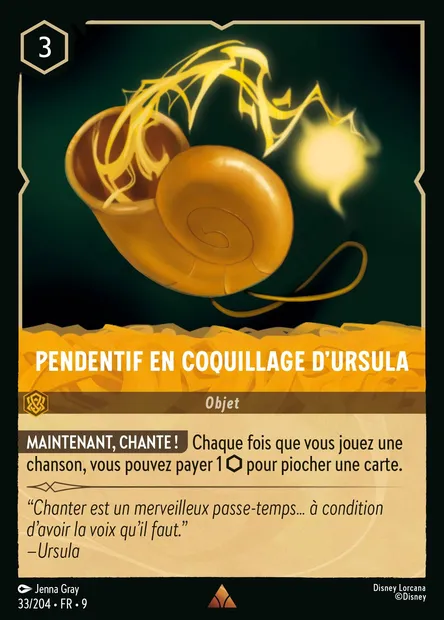 Pendentif en Coquillage d'Ursula, carte Disney Lorcana CH9-033 — extension Fabuleux