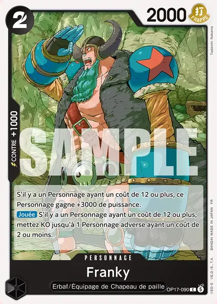 Franky, carte One Piece OP17-090 — extension LES GUERRIERS LES PLUS PUISSANTS AU MONDE