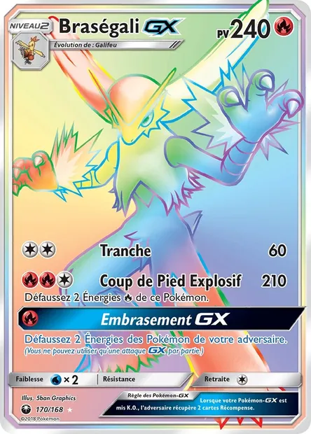 Braségali GX, carte Pokémon CES 170 — extension Tempête Céleste