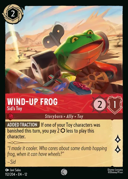 Wind-Up Frog - Sid's Toy, Disney Lorcana card CH12-112 — Wilds Unknown set