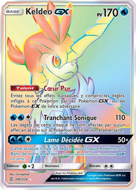 Keldeo GX, carte Pokémon UNM 240 — extension Harmonie des Esprits