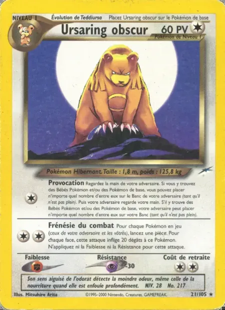 Ursaring obscur, carte Pokémon NDE 21 — extension Neo Destiny