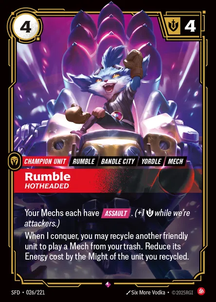 Rumble, Riftbound card SFD 026 — Spiritforged set