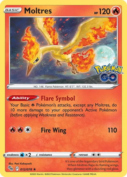 Moltres, Pokémon card PGO 012 — Pokémon GO set