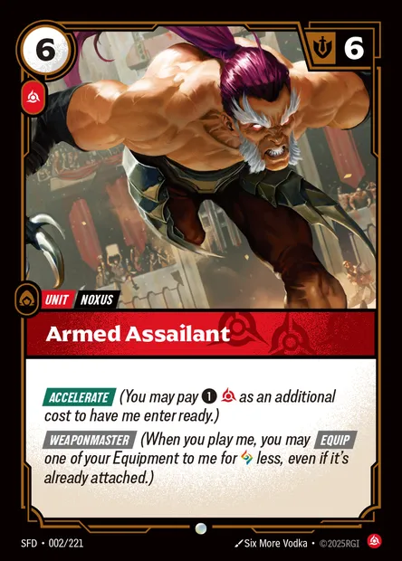 Armed Assailant, Riftbound card SFD 002 — Spiritforged set