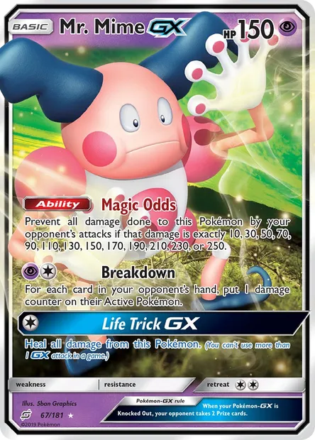 Mr. Mime GX, Pokémon card TEU 67 — Team Up set