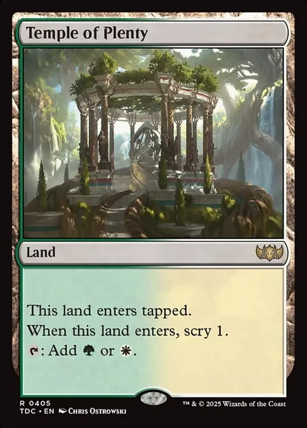 Temple of Plenty, Magic card TDC 405 — Tarkir: Dragonstorm Commander set