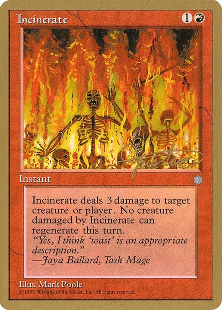 Incinerate, Magic card PTC mj194 — Pro Tour Collector Set set