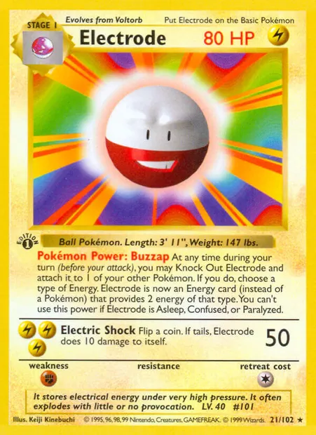 Electrode, Pokémon card BS 21 — Base Set set