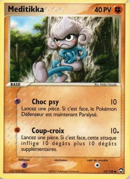 Méditikka, carte Pokémon PK 55 — extension EX Gardiens du Pouvoir
