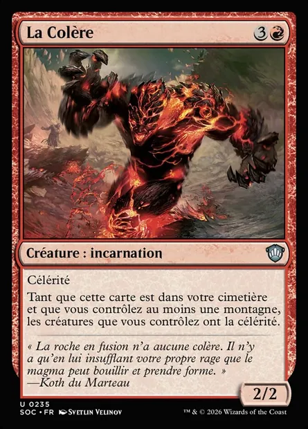 La Colère, carte Magic SOC 235 — extension Secrets of Strixhaven Commander