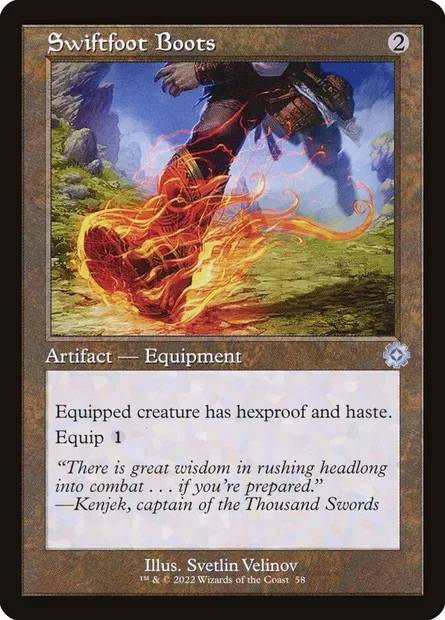 Swiftfoot Boots, Magic card BRR 58 — The Brothers' War Retro Artifacts set