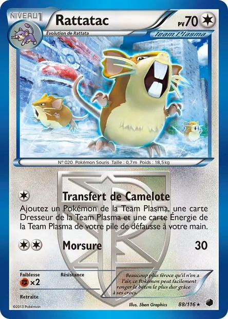Rattatac, carte Pokémon PLF 88 — extension Glaciation Plasma