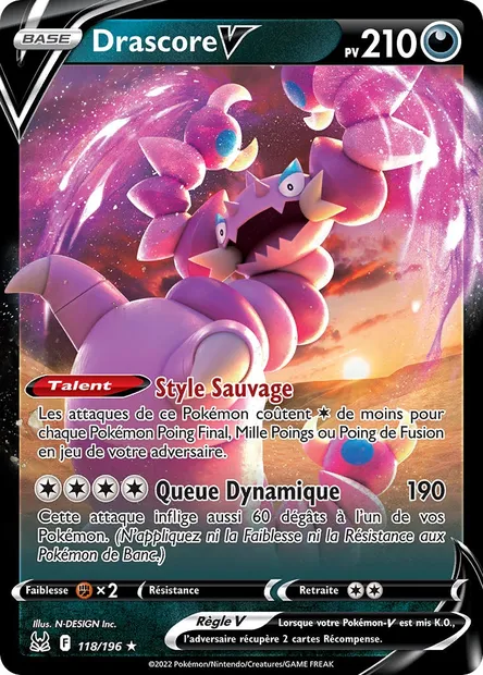 Drascore V, carte Pokémon LOR 118 — extension Origine Perdue
