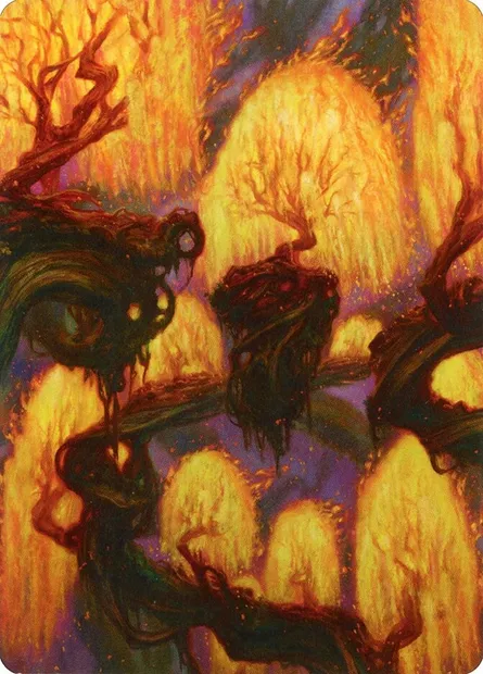 Grove of the Burnwillows // Grove of the Burnwillows, carte Magic AZNR 34 — extension Zendikar Rising Art Series