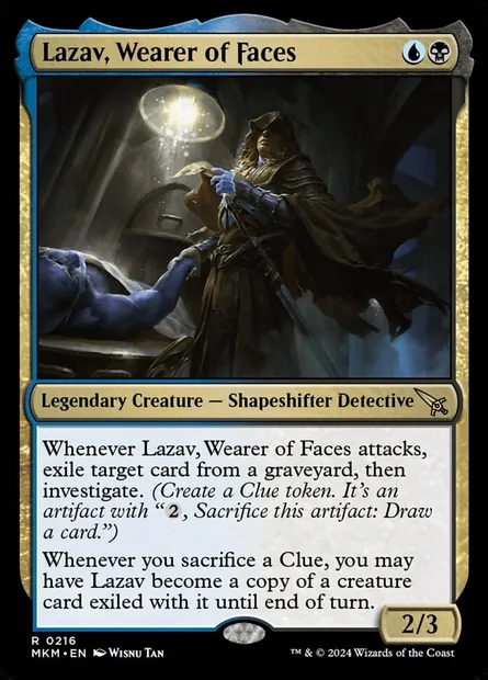 Lazav, Wearer of Faces, Magic card MKM 216 — Murders at Karlov Manor set