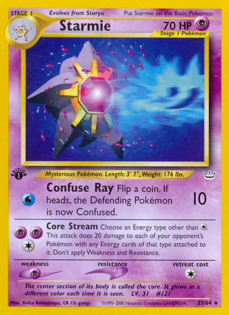 Starmie, Pokémon card NR 25 — Neo Revelation set