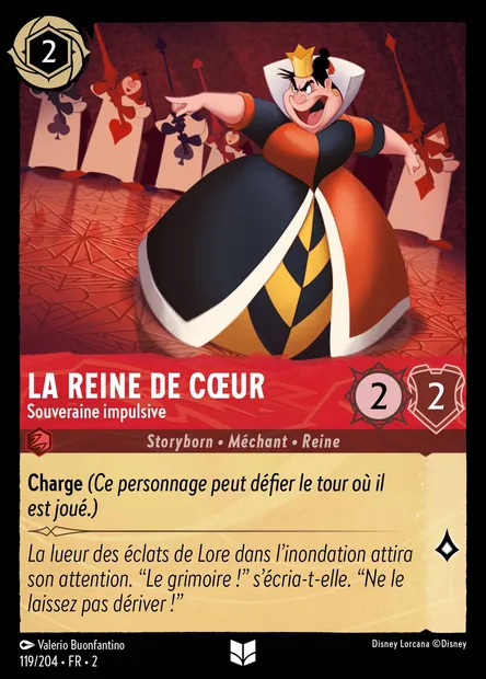 La Reine de Cœur - Souveraine impulsive, carte Disney Lorcana CH2-119 — extension L'Ascension des Floodborn