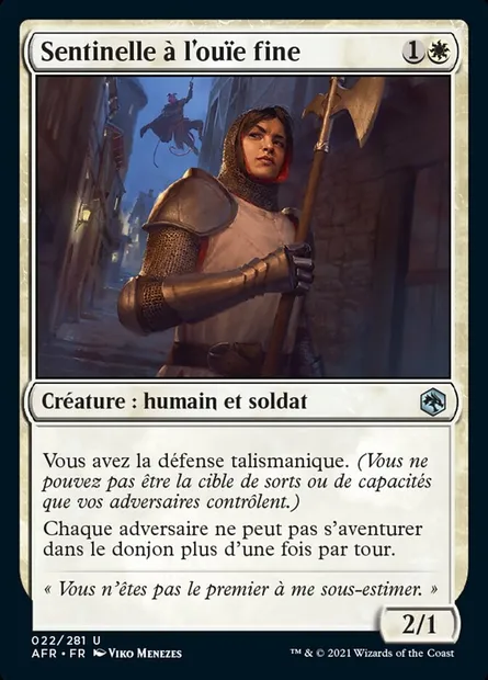 Sentinelle à l'ouïe fine, carte Magic AFR 22 — extension Forgotten Realms: Aventures dans les Royaumes Oubliés