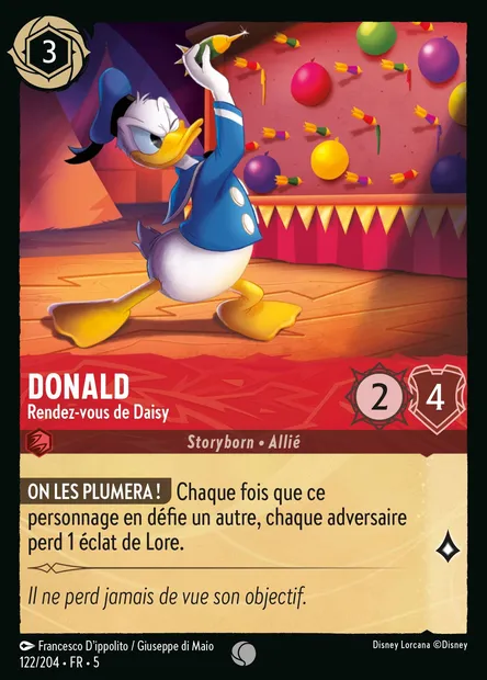 Donald - Rendez-vous de Daisy, carte Disney Lorcana CH5-122 — extension Ciel Scintillant