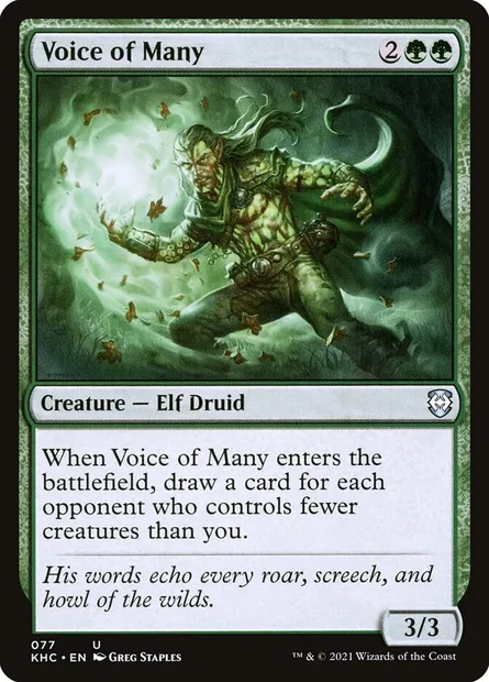 Voice of Many, Magic card KHC 77 — Kaldheim Commander set