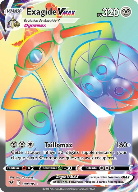 Exagide VMAX, carte Pokémon VIV 190 — extension Voltage Éclatant