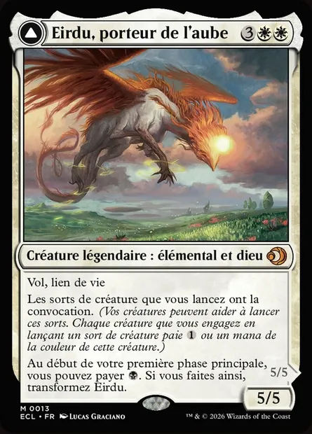 Eirdu, porteur de l'aube // Isilu, porteur du crépuscule, carte Magic ECL 13 — extension Lorwyn Eclipsed