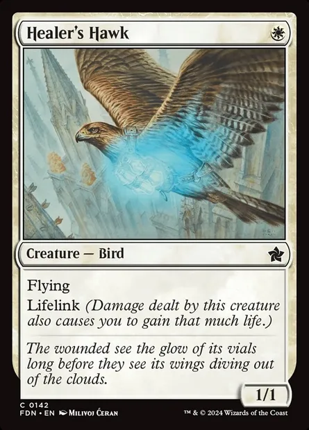 Healer's Hawk, Magic card FDN 142 — Foundations set