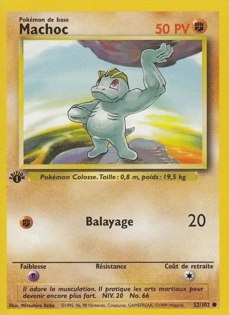 Machoc, carte Pokémon BS 52 — extension Set de Base