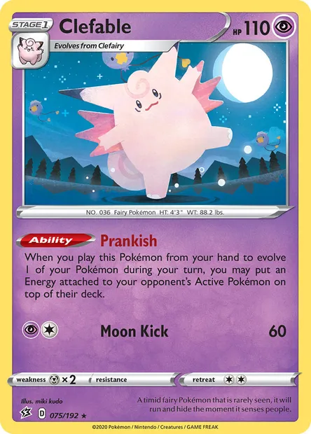 Clefable, Pokémon card RCL 75 — Rebel Clash set