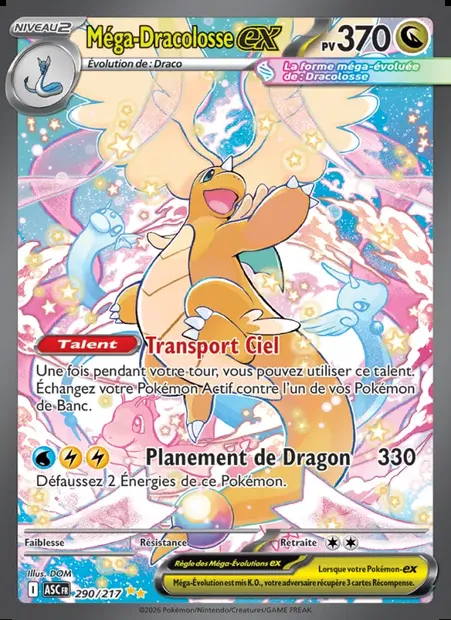 Méga-Dracolosse-ex, carte Pokémon ASC 290 — extension Héros Transcendants