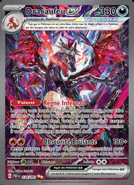Dracaufeu-ex, carte Pokémon PAF 234 — extension Destinées de Paldea