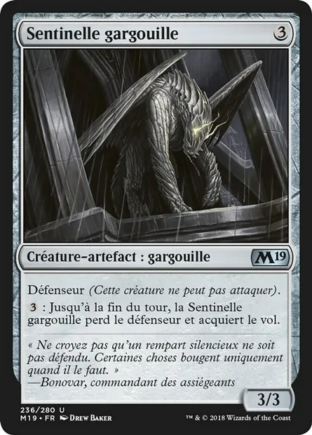 Sentinelle gargouille, carte Magic M19 236 — extension Core Set 2019